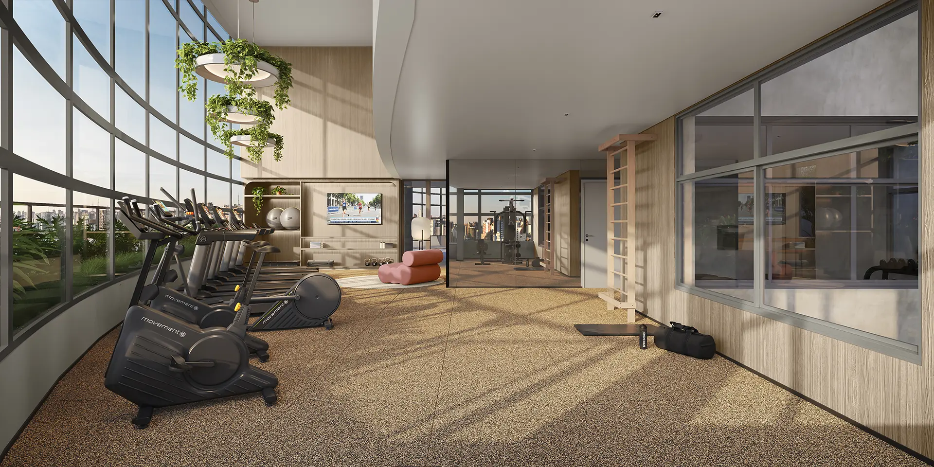 Perspectiva ilustrada do Fitness Rooftop